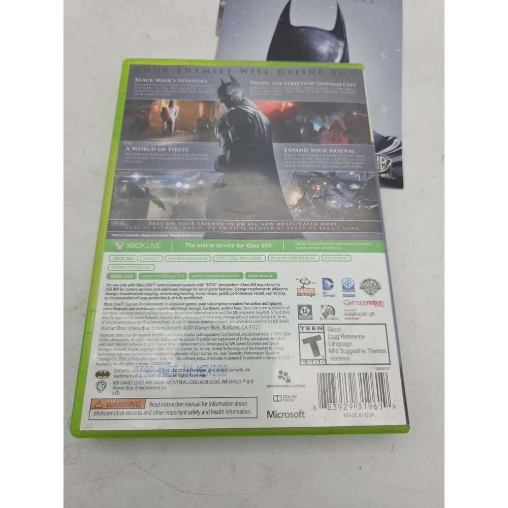 Batman: Arkham Origins (Microsoft Xbox 360, 2013) 2 Disc - Complete CIB- Tested